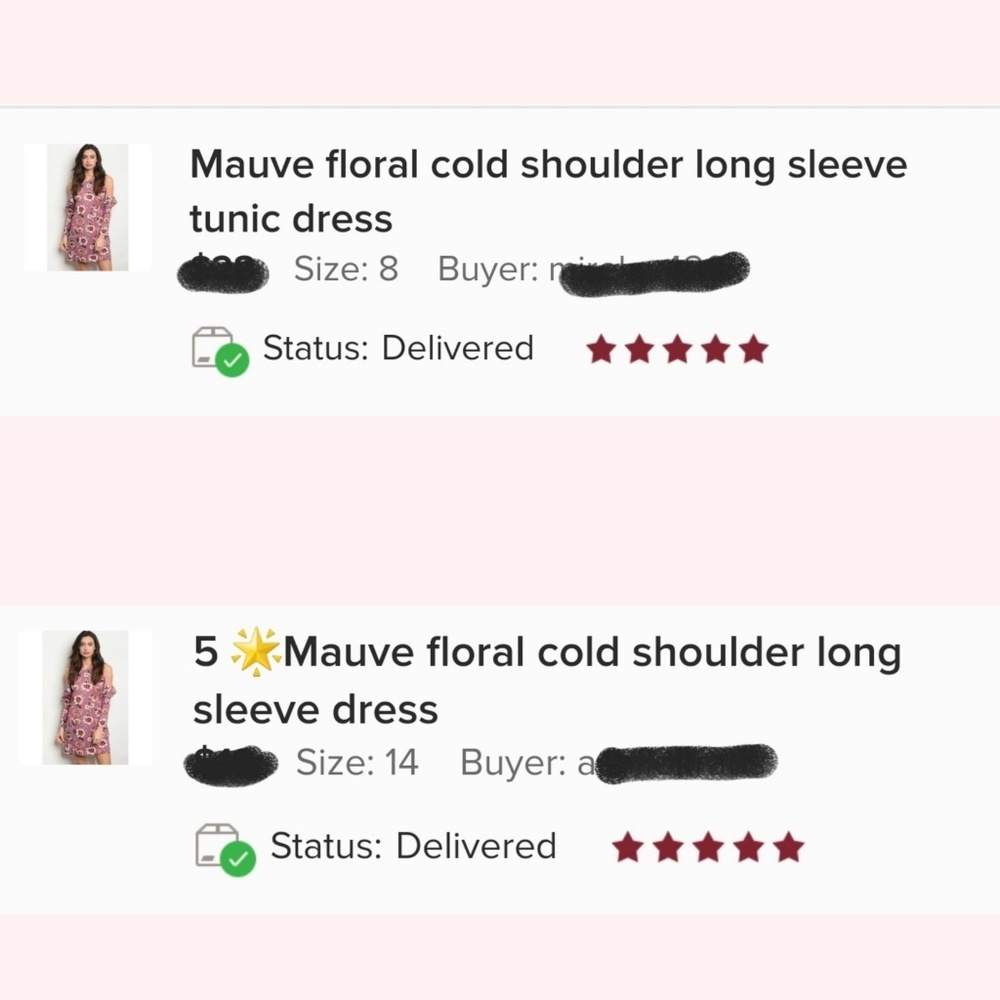 5 🌟Mauve floral cold shoulder long sleeve dress - Picture 3 of 3